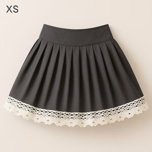 Black Pleated Mini Skirt with Lace Trim | Sweet & Elegant Style